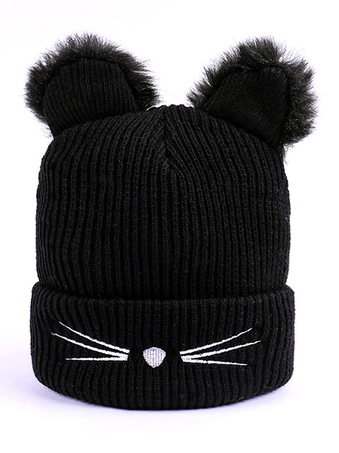 

YOUSTYLO Adults Black & White Woolen Beanie Cap