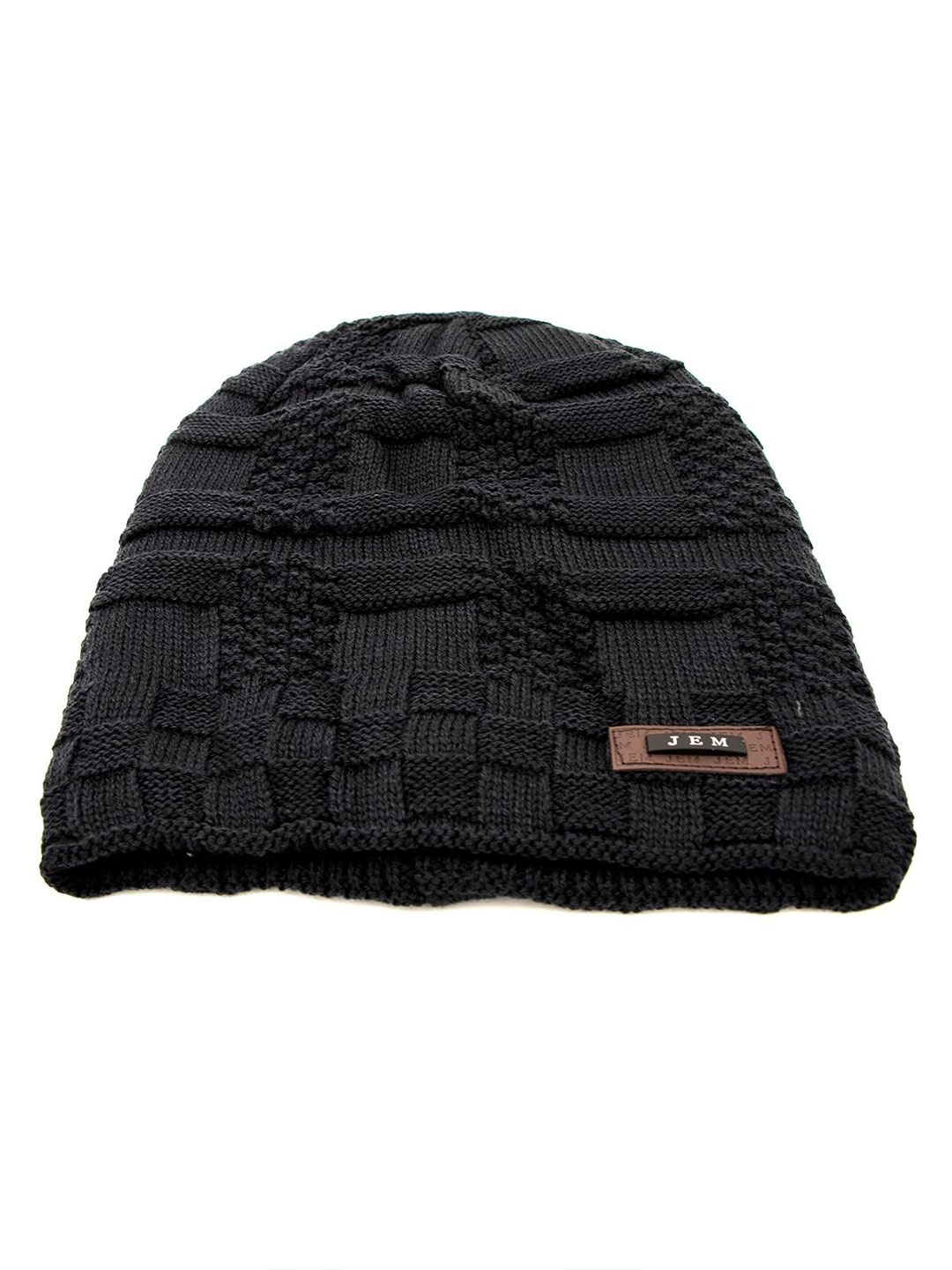 

YOUSTYLO Adults Black Woolen Winter Beanie Cap
