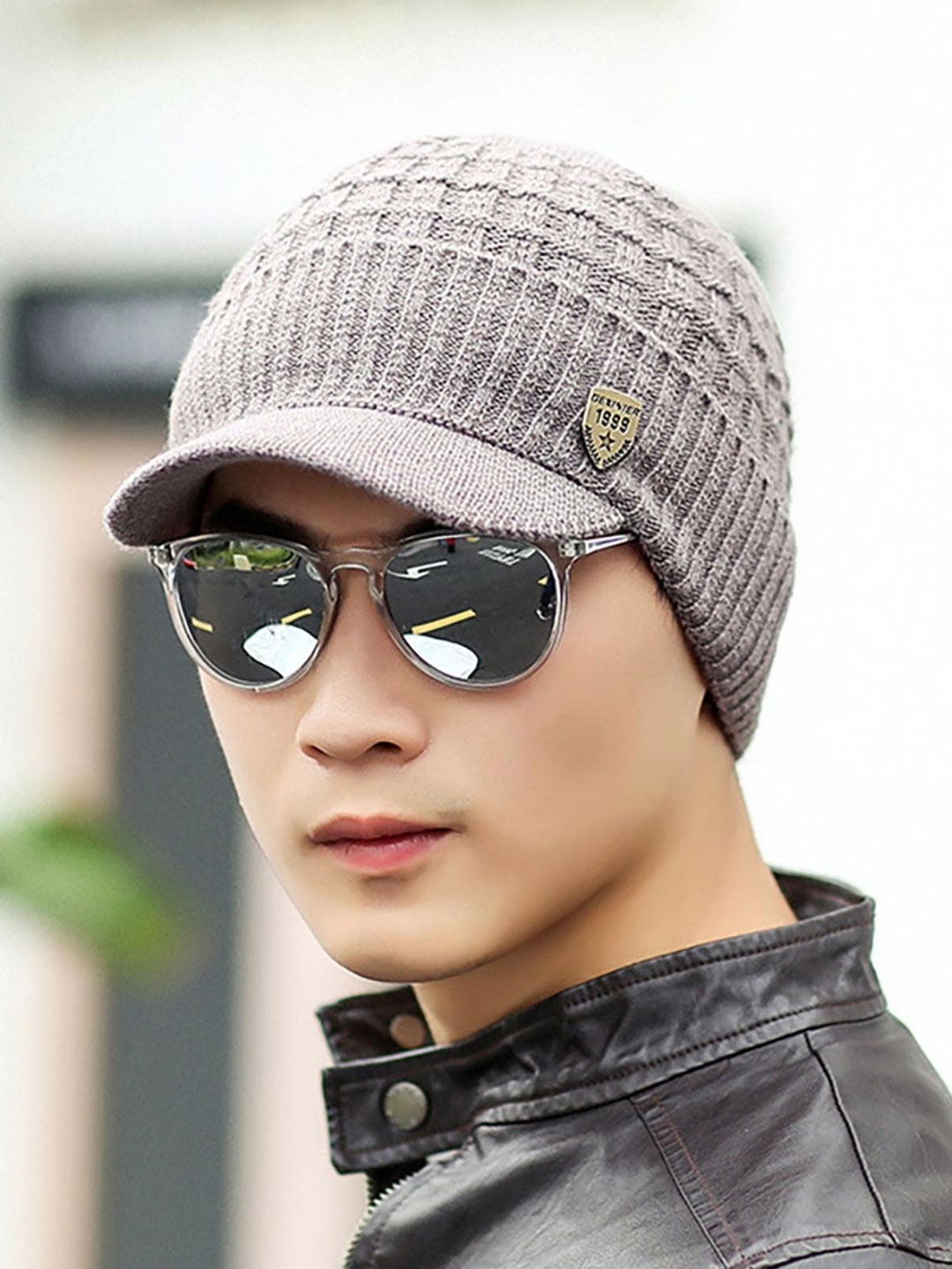 

YOUSTYLO Adults Brown Woolen Winter Visor Cap