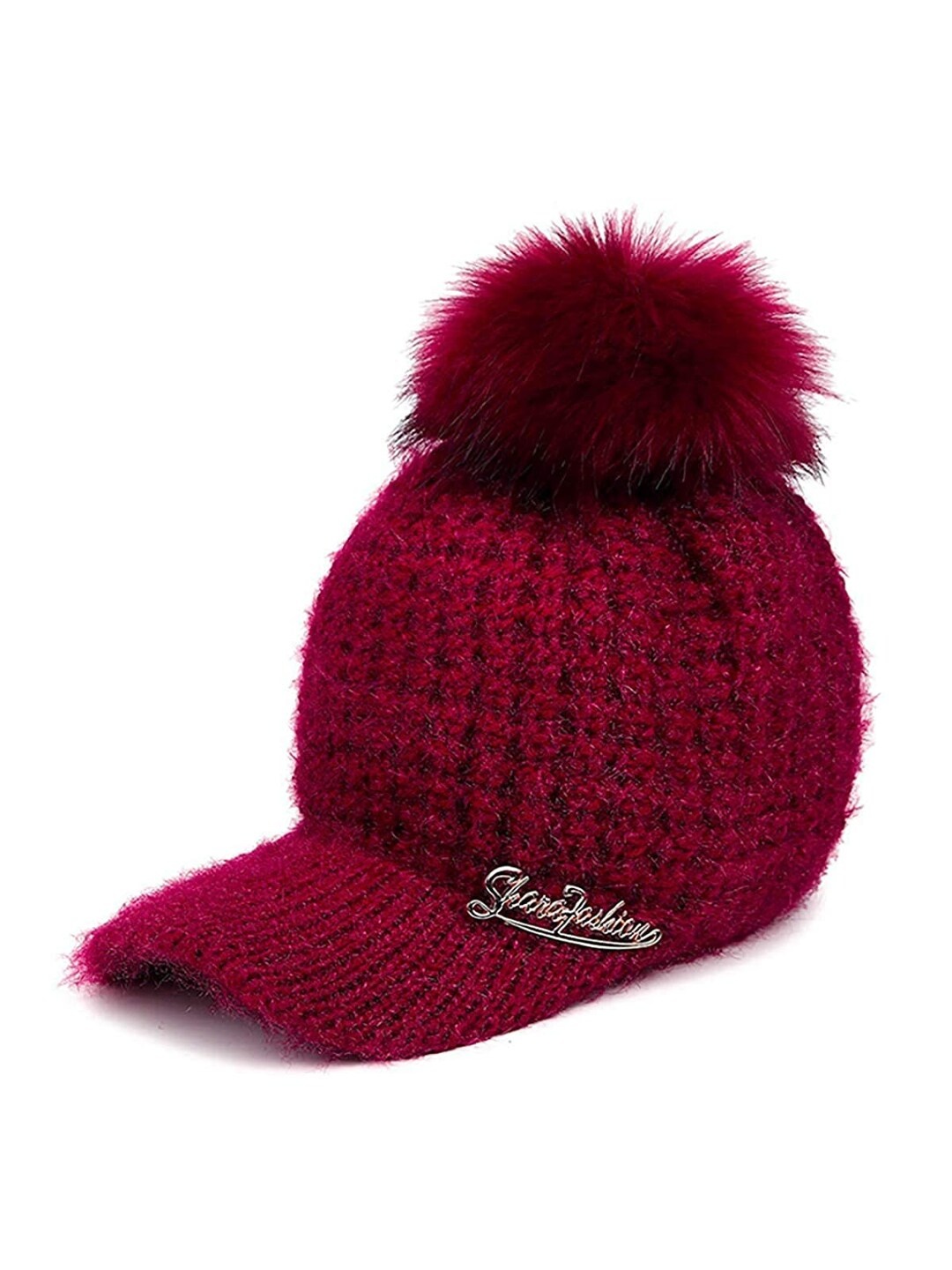 

YOUSTYLO Adults Maroon Woolen Winter Visor Cap