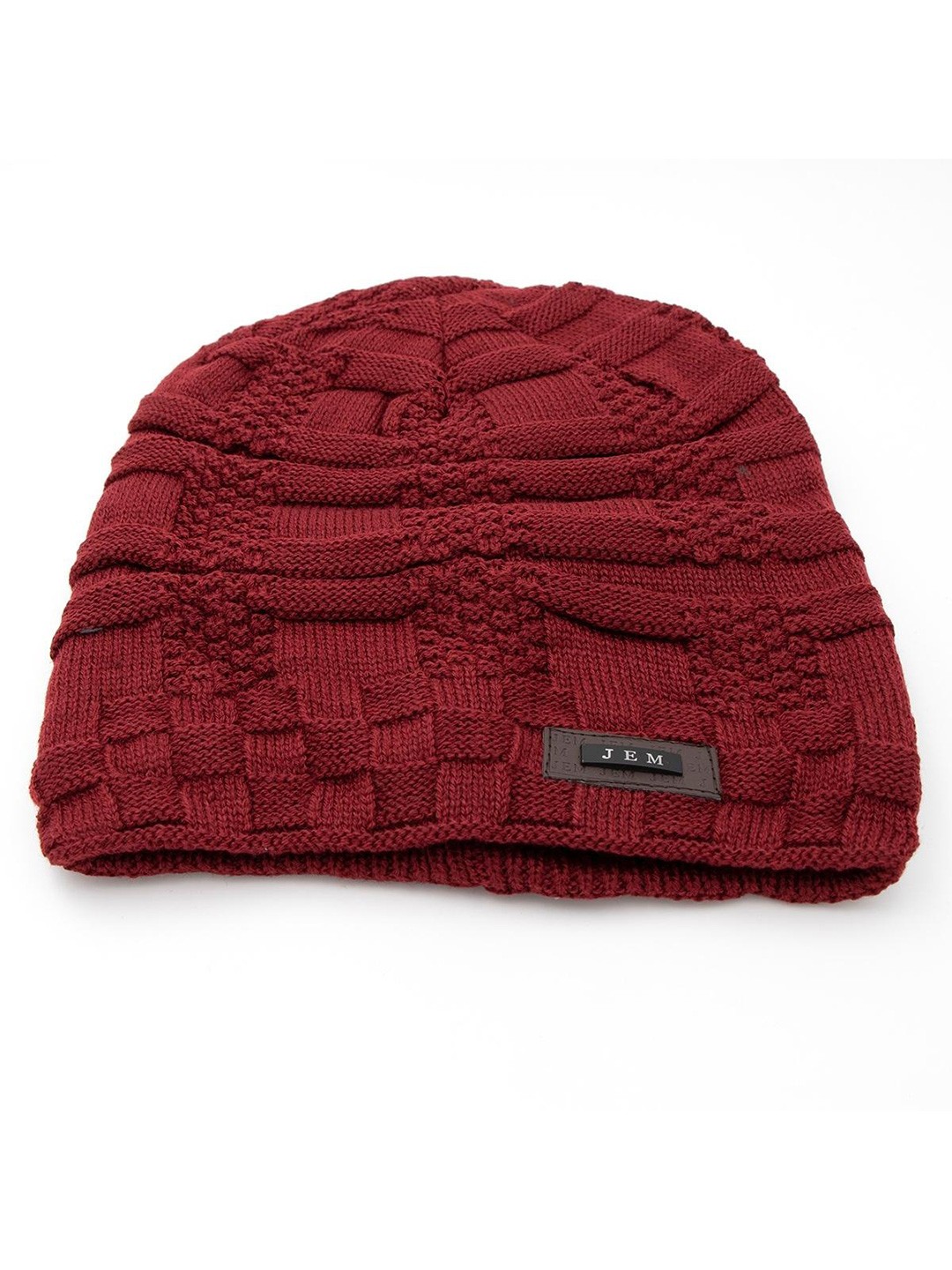 

YOUSTYLO Adults Red Self Design Woolen Winter Beanie Cap