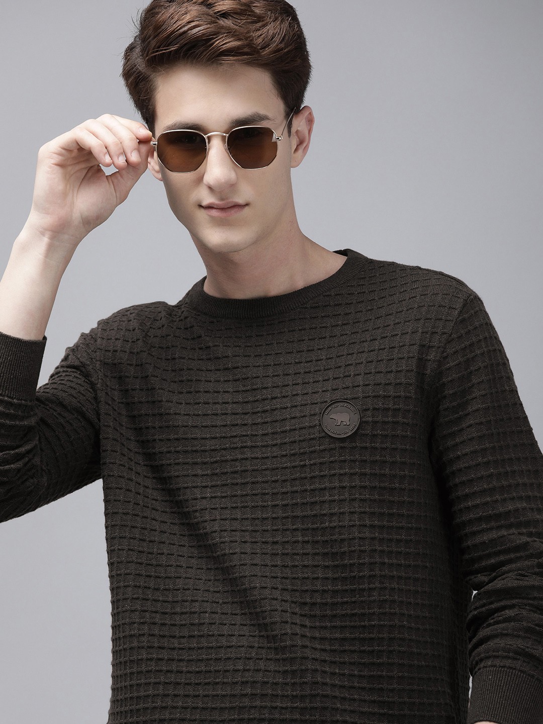 

THE BEAR HOUSE Men Brown Pullover With Applique Detail