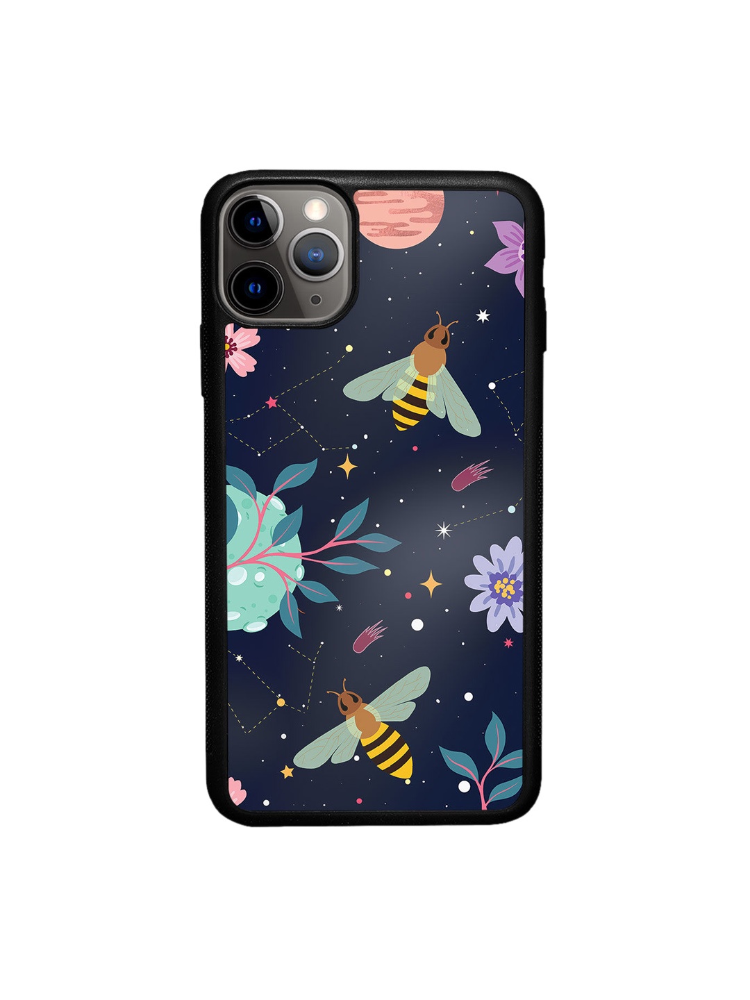 

macmerise Navy Blue & Black Quirky Printed iPhone 11 Pro Max Bumper Phone Back Case