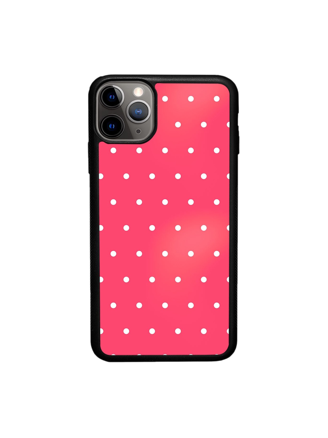 

macmerise Pink & White Polka Dot Printed iPhone 11 Pro Max Bumper Phone Back Case