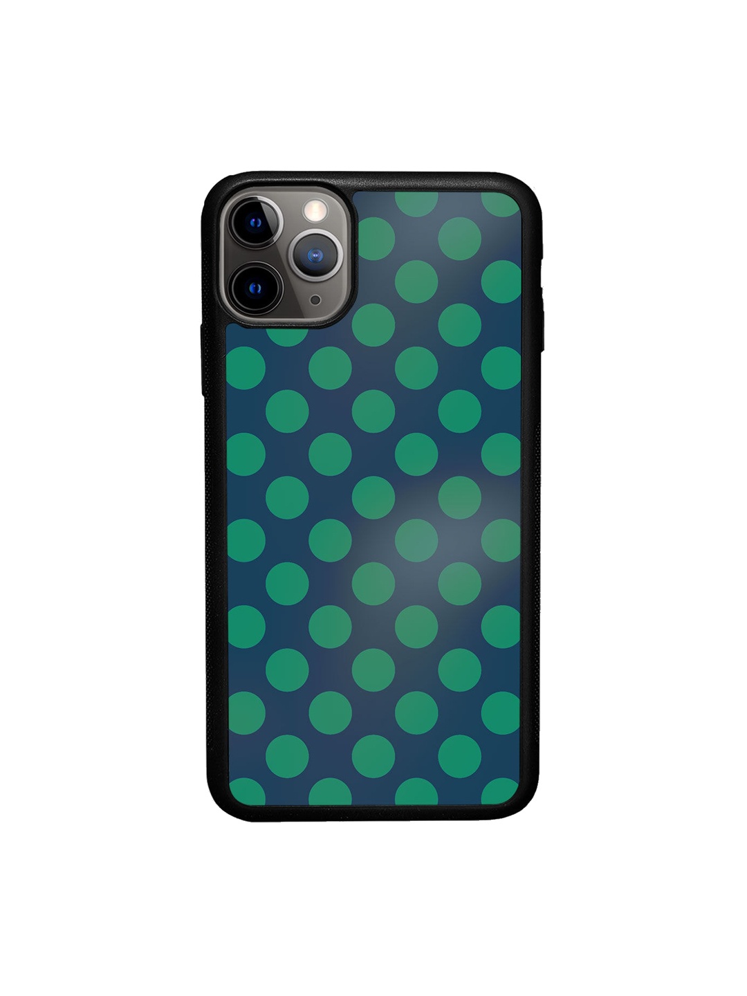 

Macmerise Navy Blue & Green Polka Dot Printed iPhone 11 Pro Max Bumper Phone Back Case