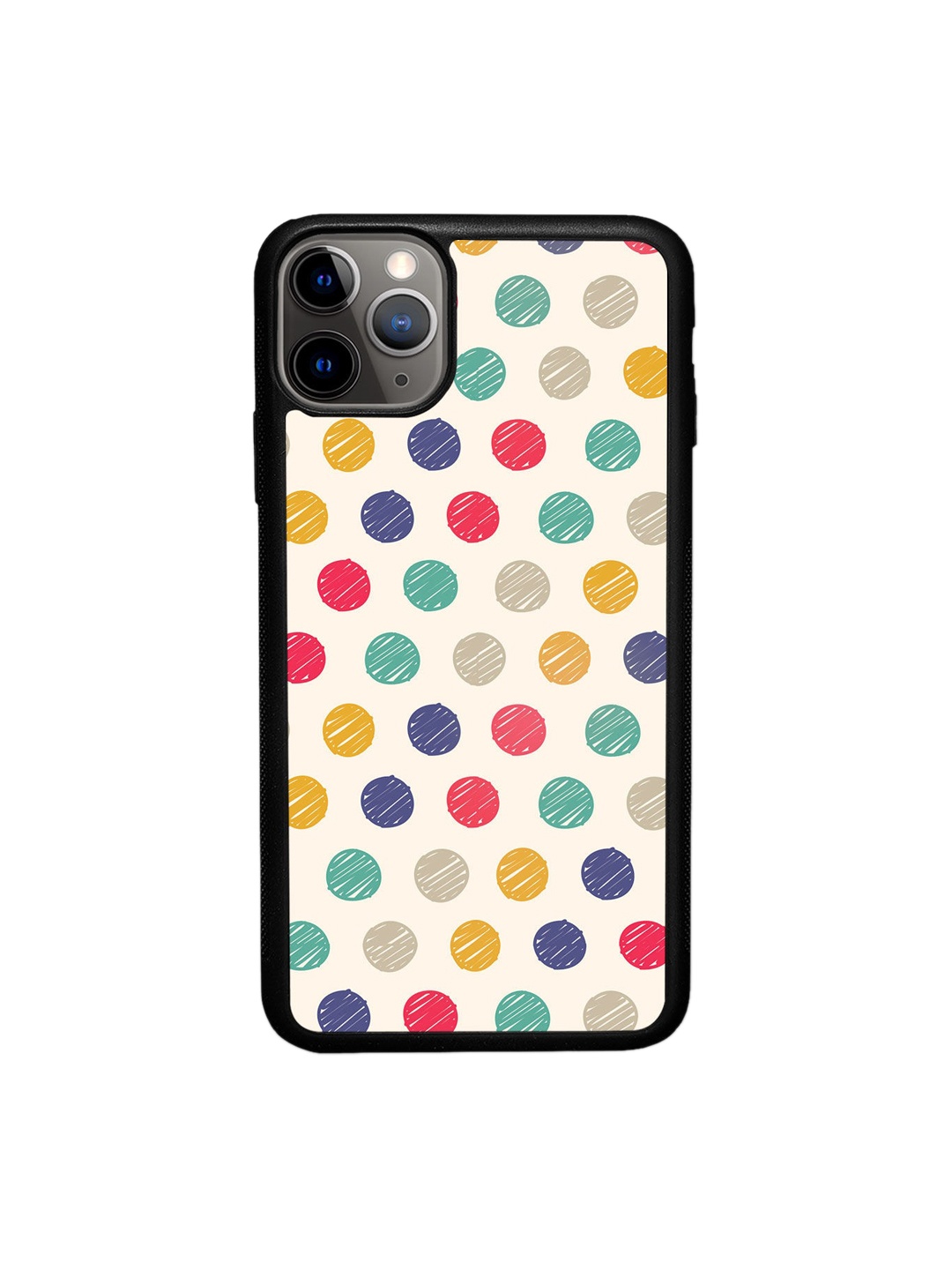 

macmerise White Printed Polka Dot Design iPhone 11 Pro Max Bumper Phone Back Case