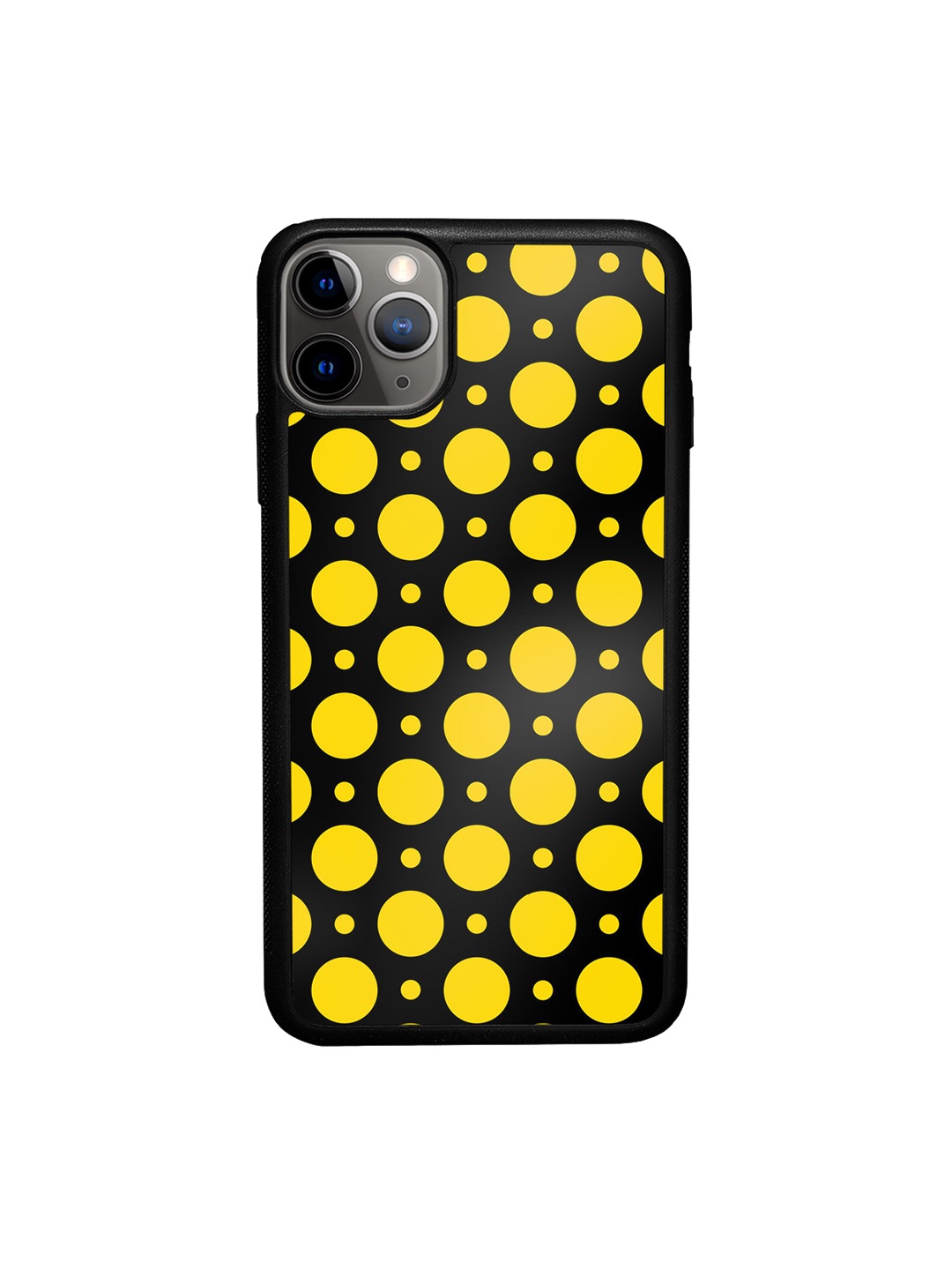 

macmerise Yellow & Black Printed Polka Dot iPhone 11 Pro Max Bumper Phone Back Case