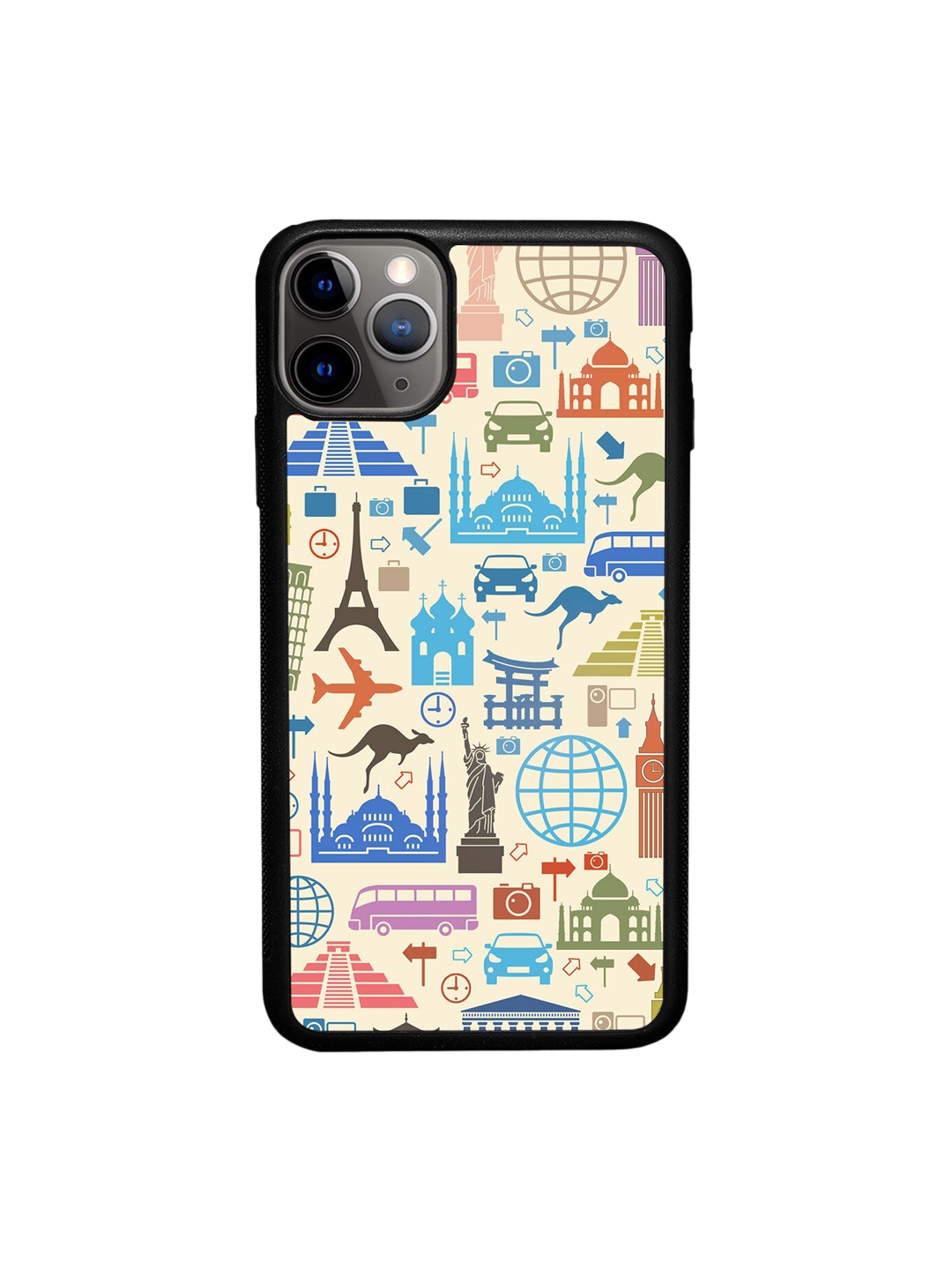

macmerise Beige Printed Travel Lover Design iPhone 11 Pro Max Phone Back Case