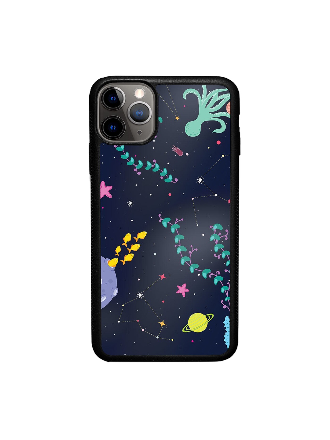 

macmerise Navy Blue & Green Space Aquarium Printed iPhone 11 Pro Max Back Case