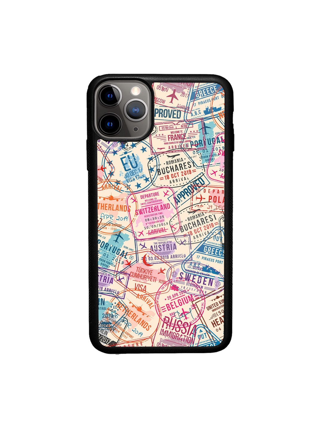 

Macmerise Biege & Pink Immigration Stamps Beige Design iPhone 11 Pro Back Case
