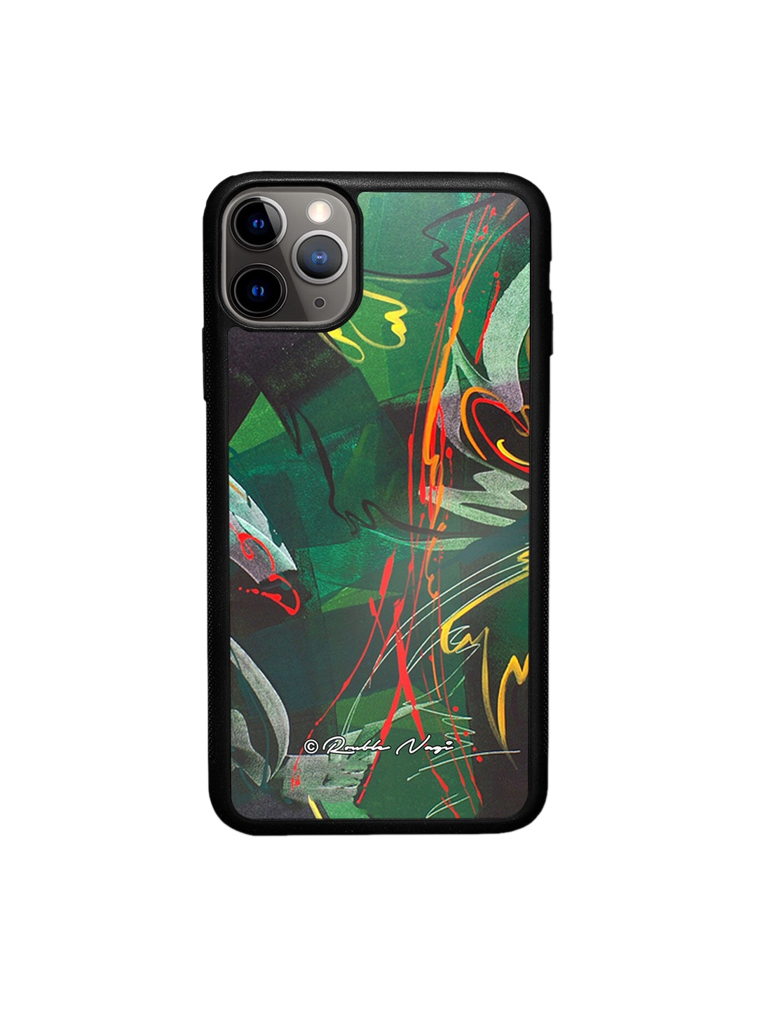 

macmerise Green Printed Strokes of Life Design iPhone 11 Pro Max Phone Back Case