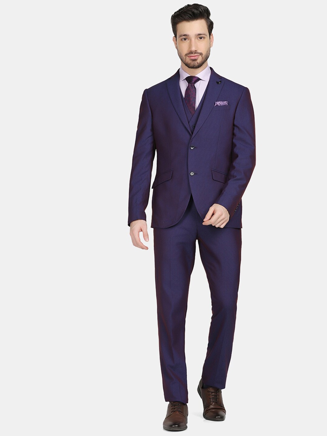 

Blackberrys Men Navy Blue Solid Slim-Fit Single-Breasted 3-Piece Formal Suit