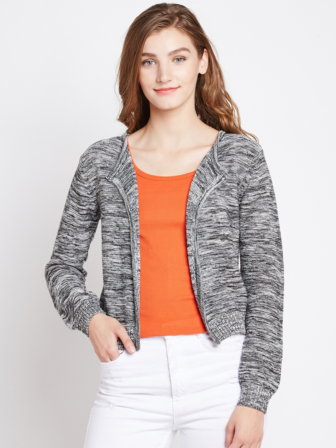 

Pepe Jeans Women Grey & Black Solid Cardigan