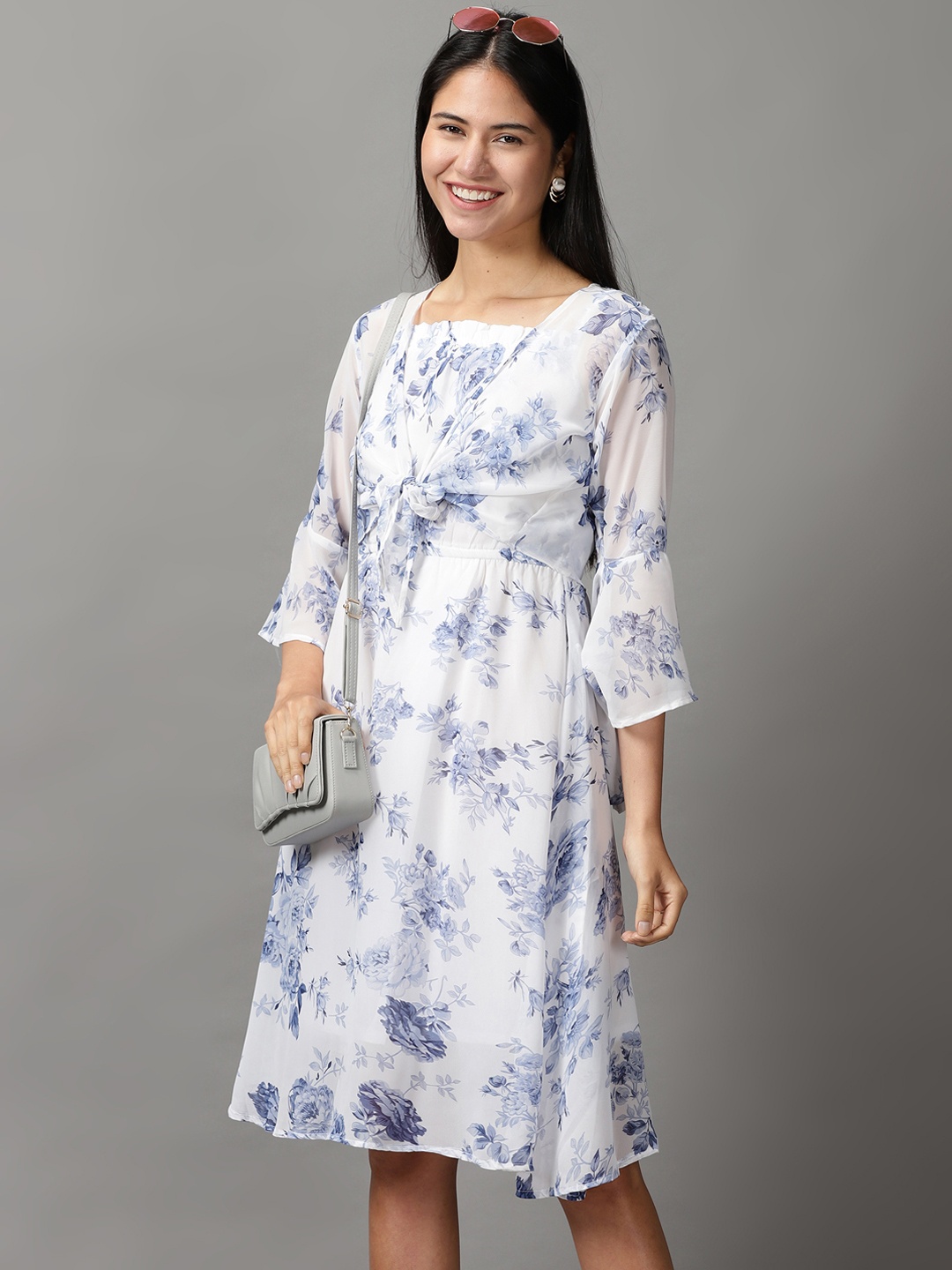 

SHOWOFF Women White Floral A-Line Dress