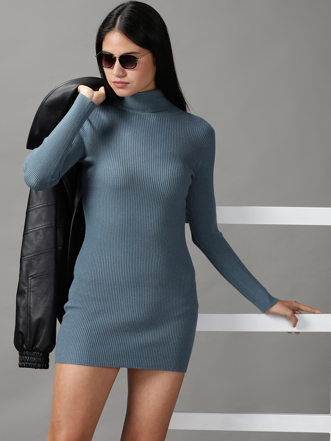 

SHOWOFF Women Teal Acrylic Bodycon Mini Dress