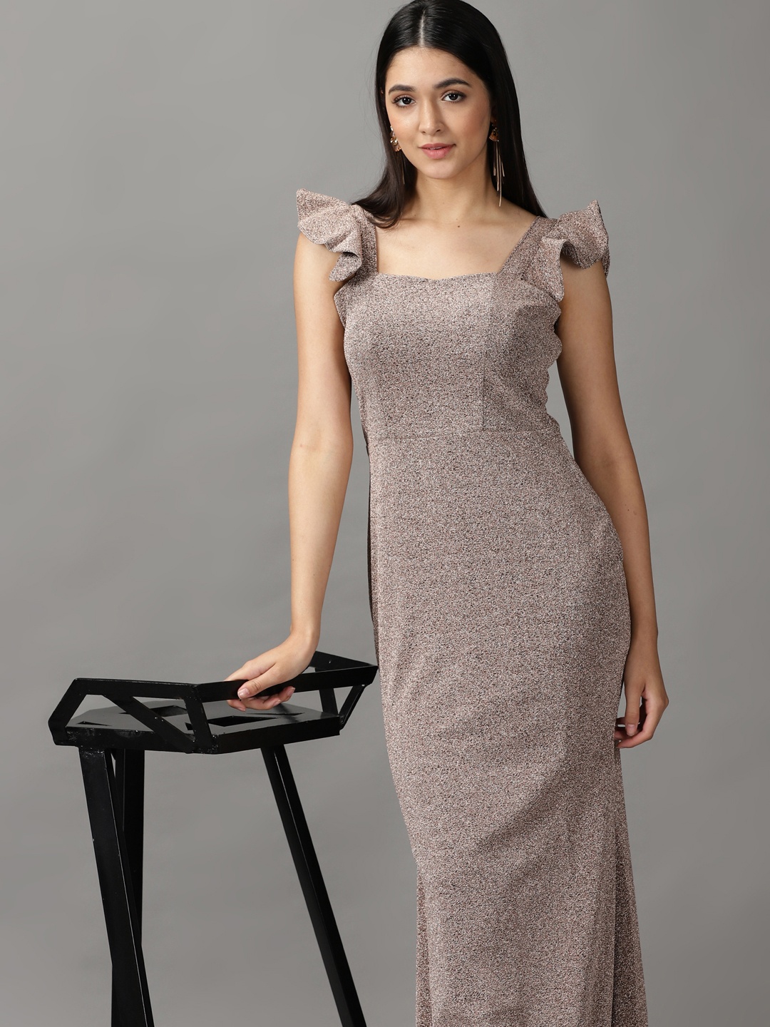

SHOWOFF Women Rose Gold Sheath Maxi Dress