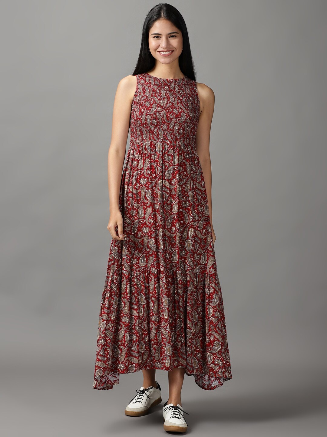 

SHOWOFF Women Maroon Ethnic Motifs Maxi Dress