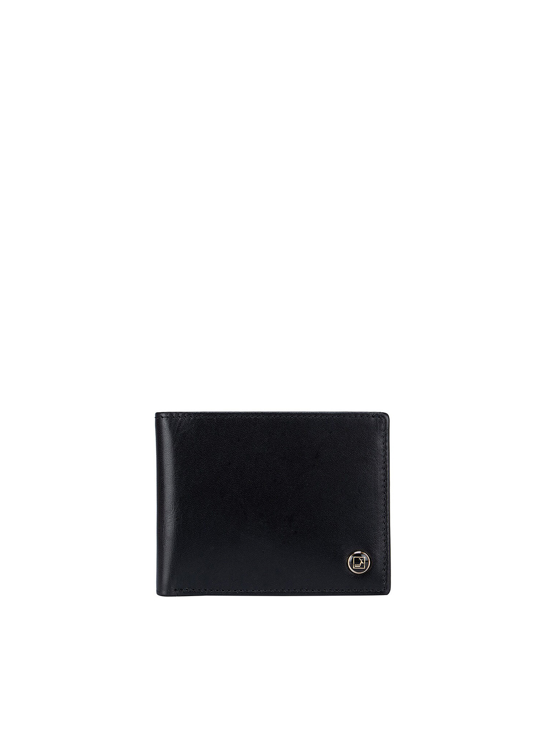 

Da Milano Men Black & Orange Textured Leather Two Fold Wallet
