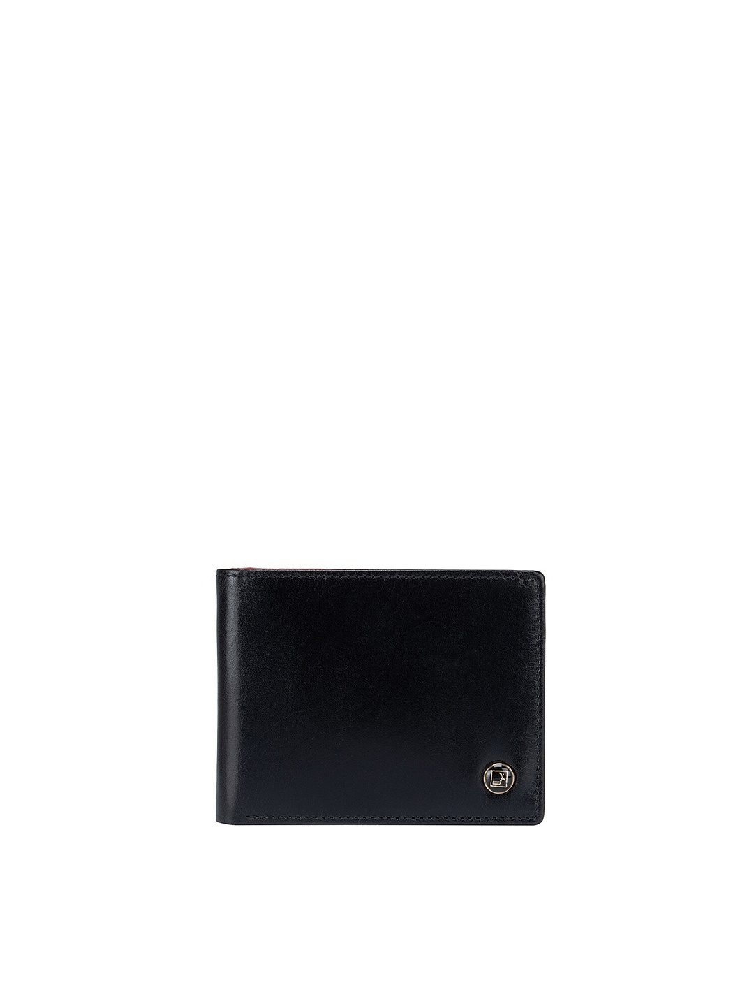 

Da Milano Men Black & Red Textured Leather Two Fold Wallet