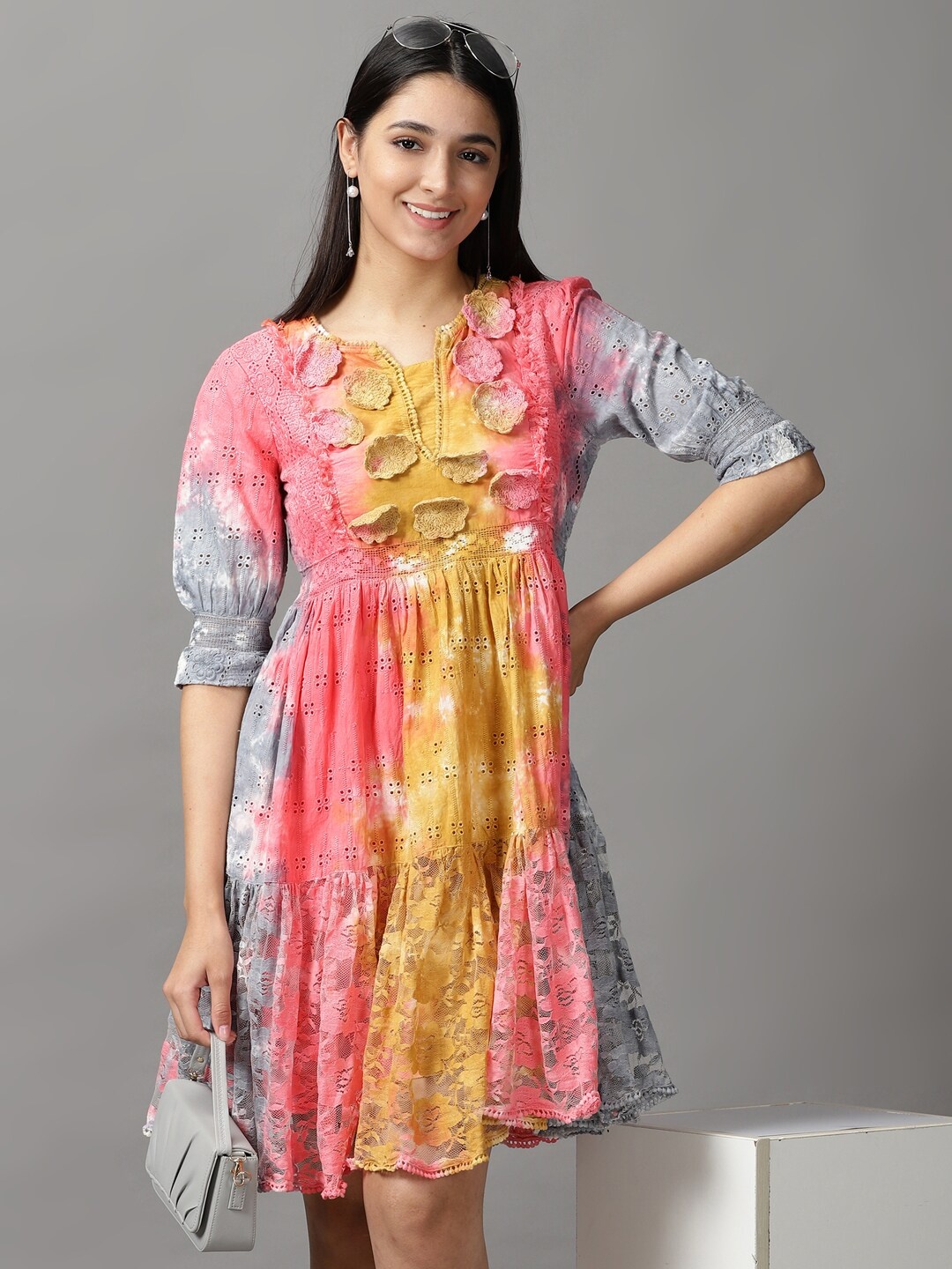 

SHOWOFF Women Red & Blue Floral A-Line Dress
