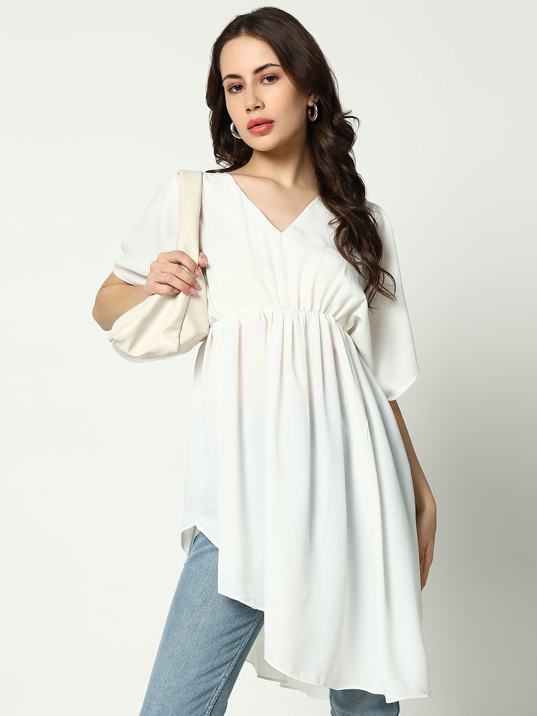 

SHOWOFF Women Off White Chiffon A-Line Dress