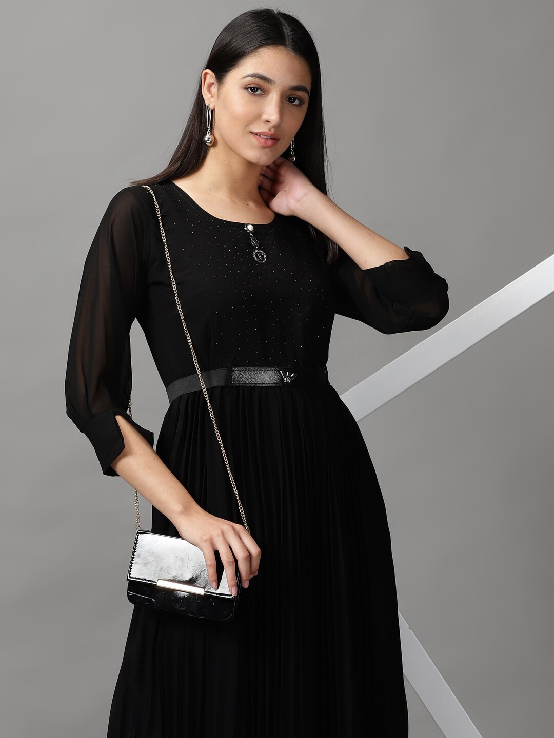 

SHOWOFF Women Black Chiffon Maxi Dress