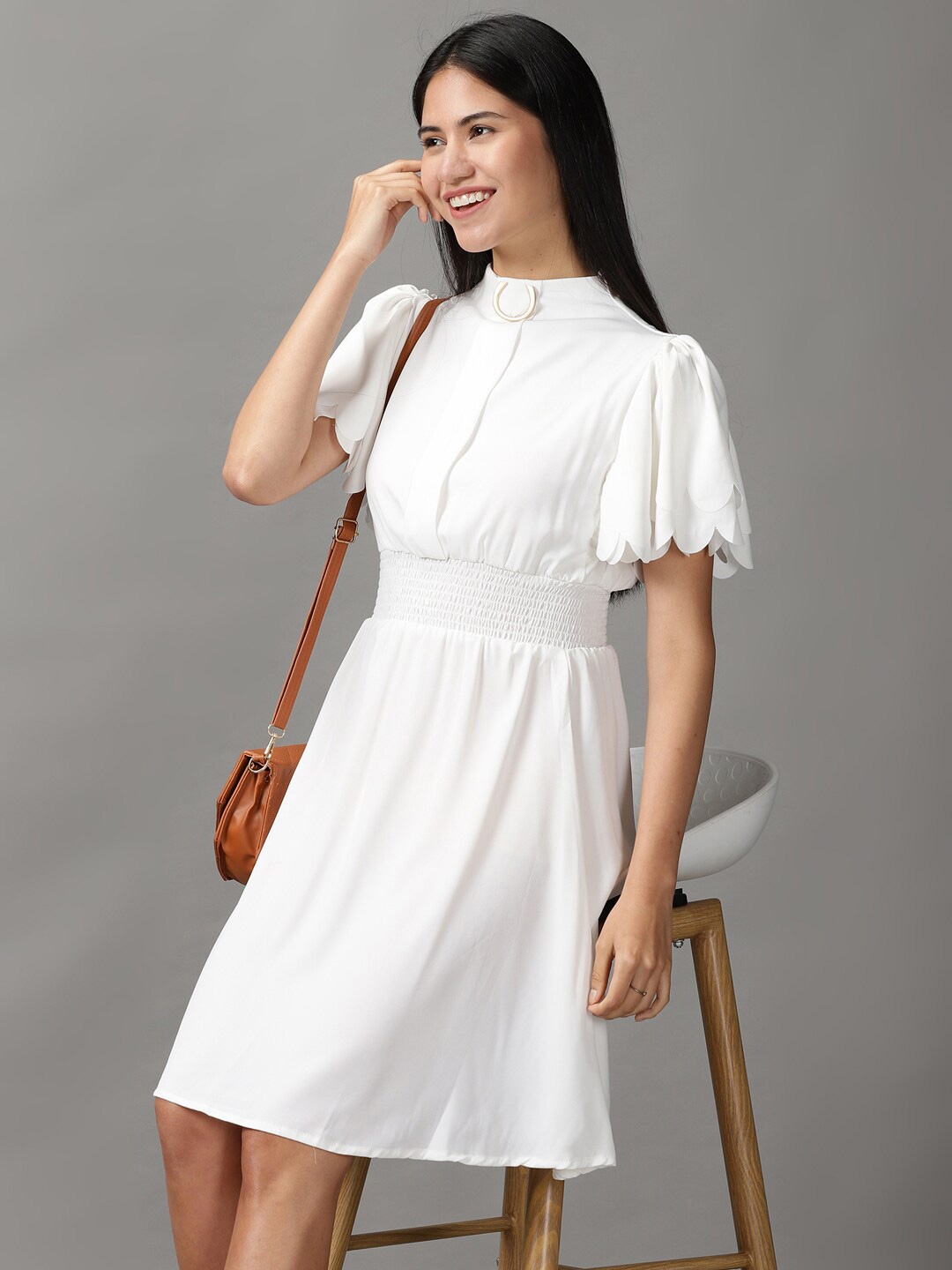 

SHOWOFF Women White Solid Dress
