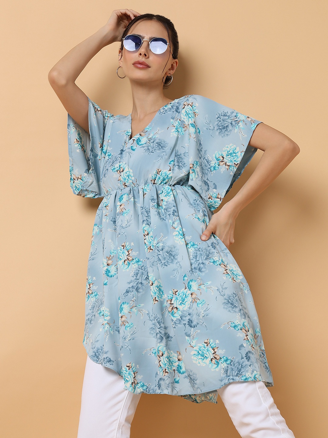 

SHOWOFF Women Blue Floral Chiffon A-Line Dress