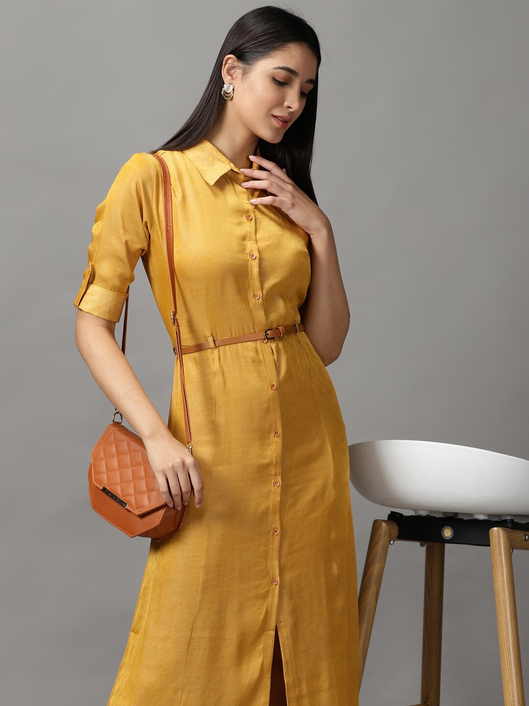

SHOWOFF Women Yellow Shirt Midi Dress