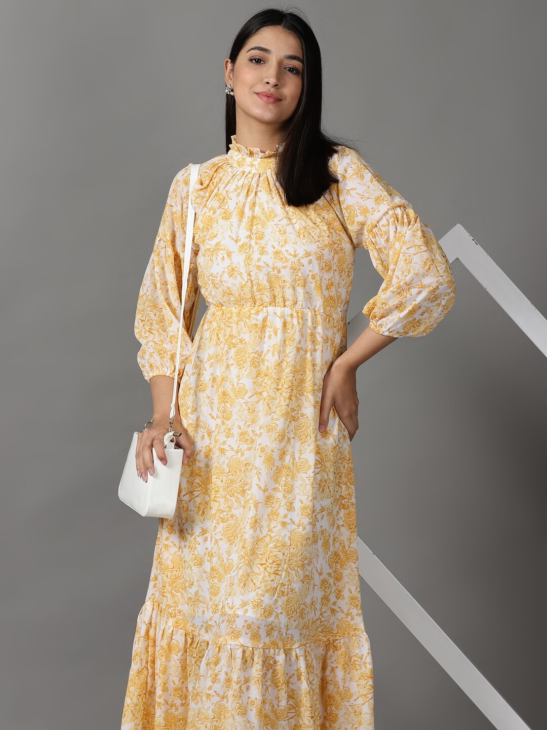 

SHOWOFF Women White Floral Printed Maxi Dress