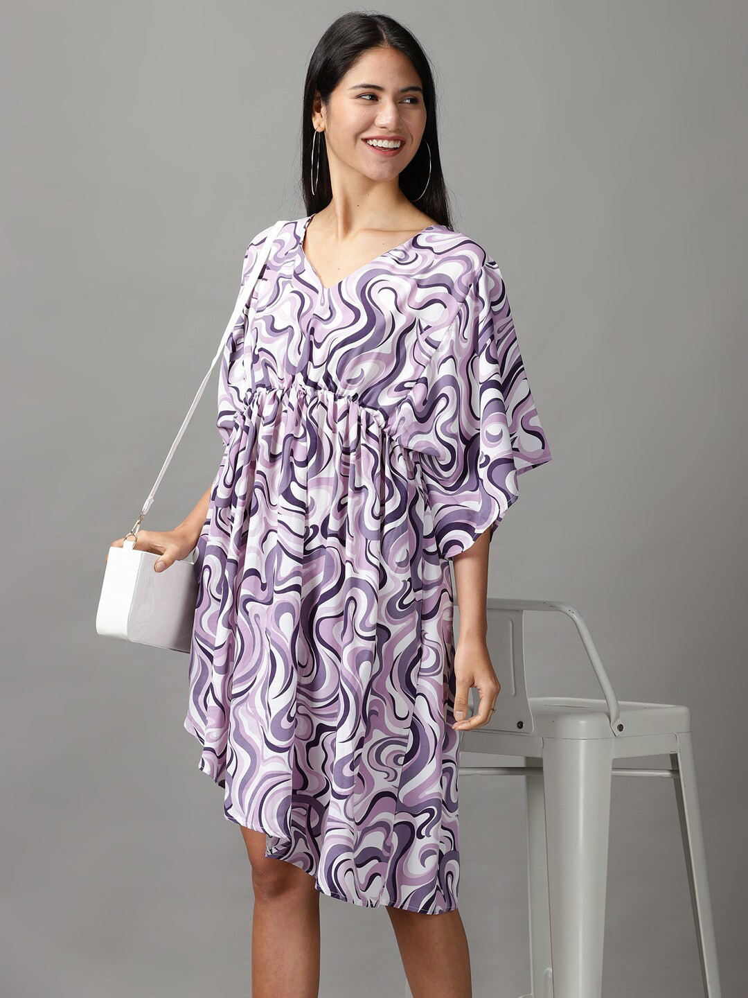

SHOWOFF Abstract Printed Kaftan Dress, Lavender
