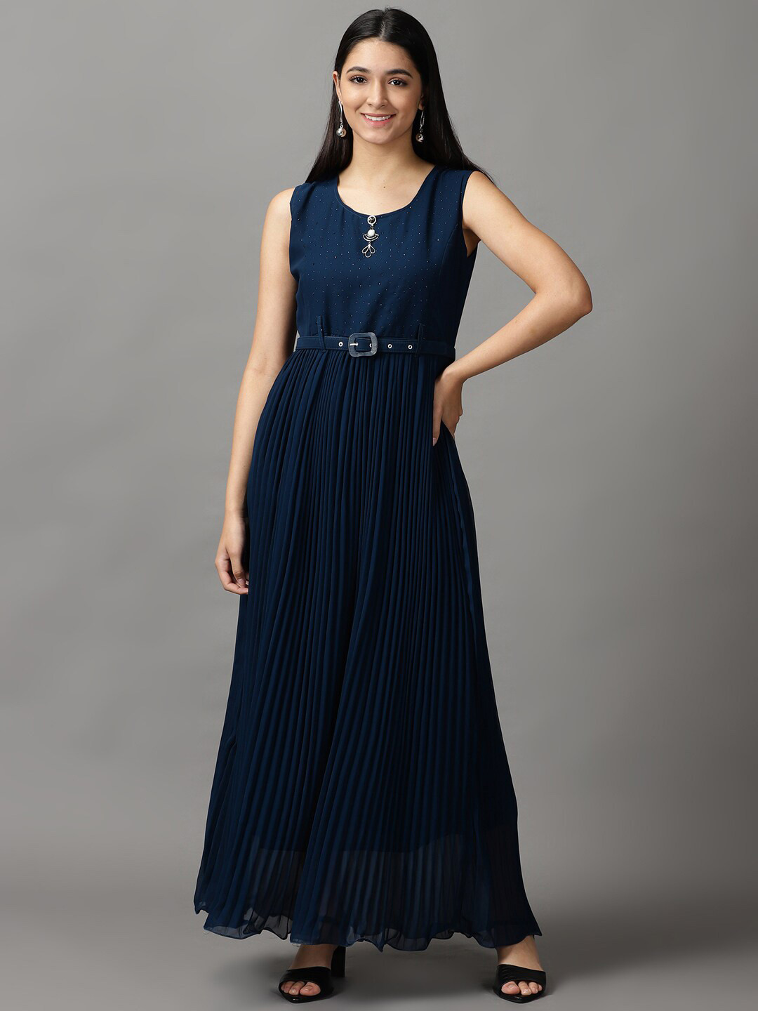 

SHOWOFF Women Teal Blue A-Line Maxi Dress
