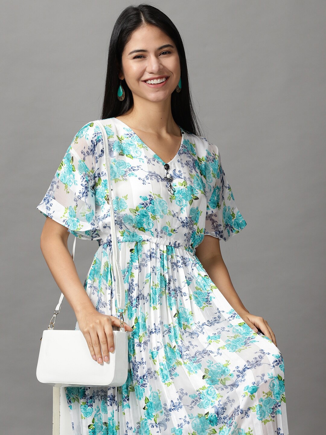

SHOWOFF Women White Floral Satin Dress