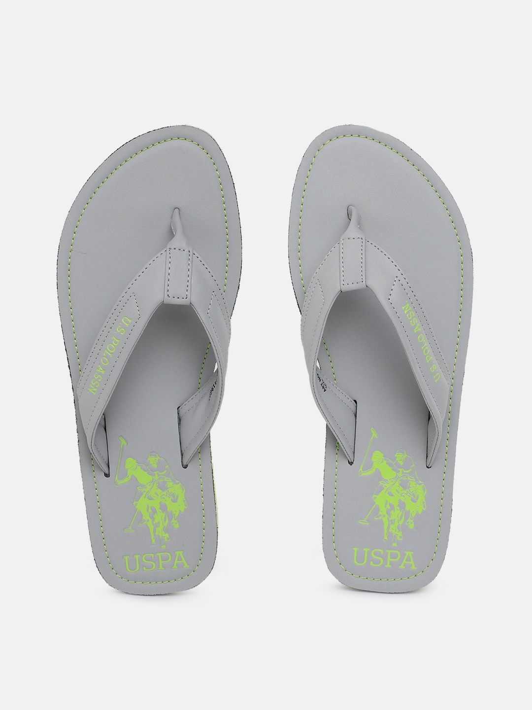 

U.S. Polo Assn. Men Brand Logo Printed Thong Flip-Flops, Grey