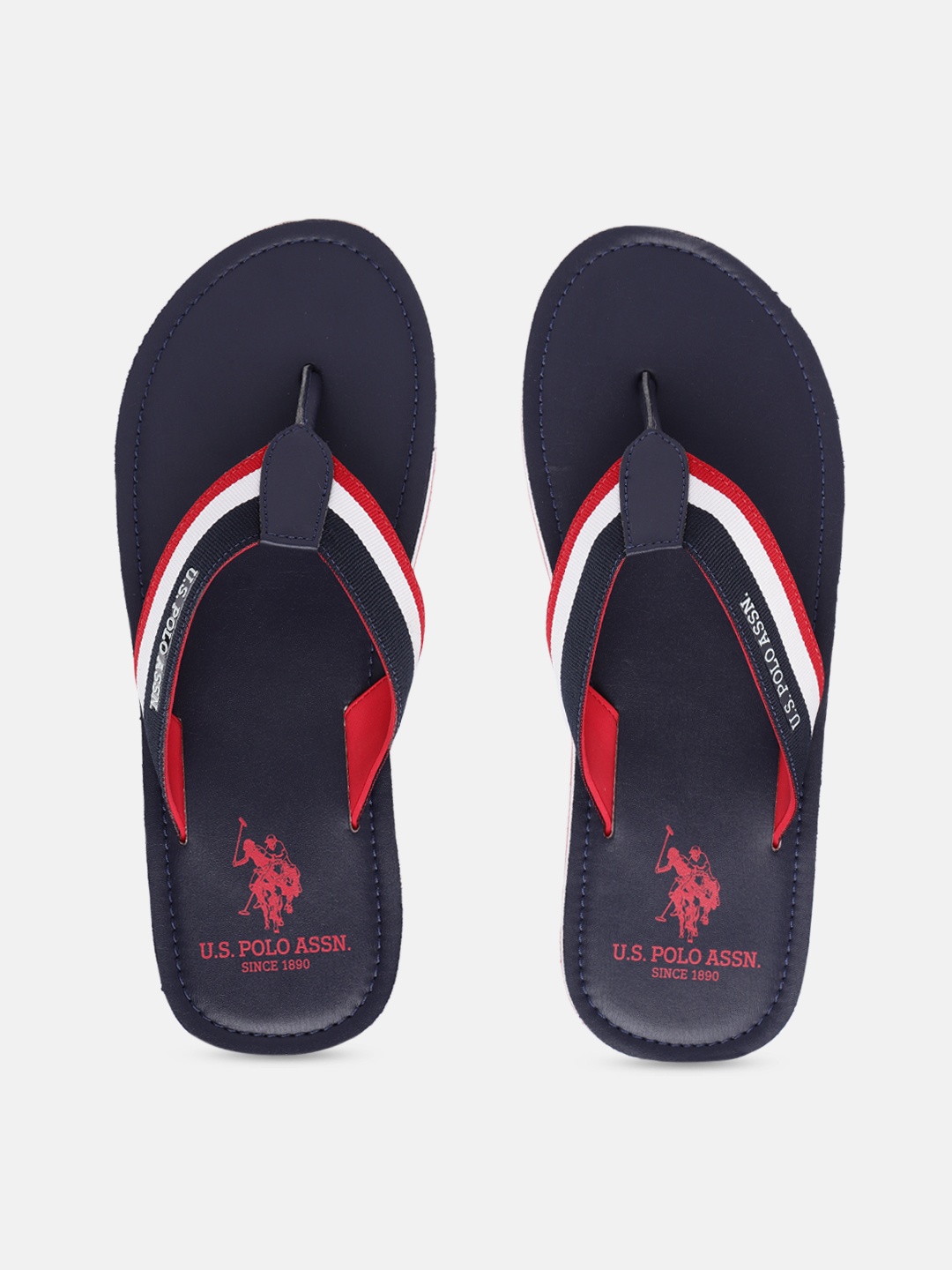 

U.S. Polo Assn. Men Colourblocked Thong Flip-Flops, Navy blue