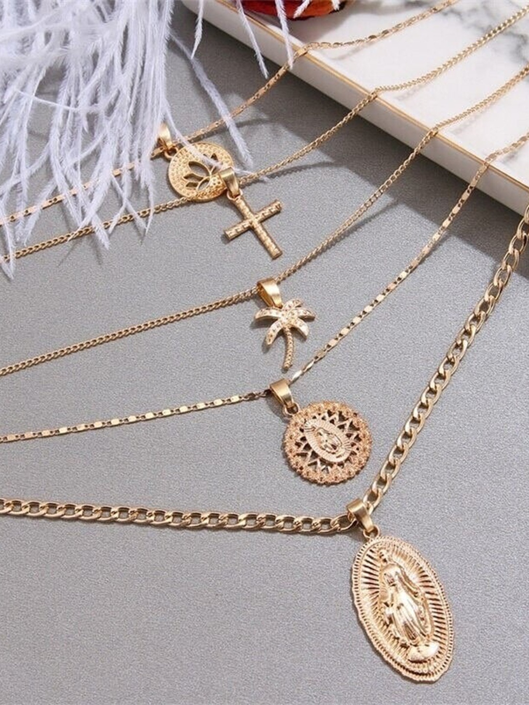 

Pinapes Gold-Toned Gold-Plated Layered Necklace