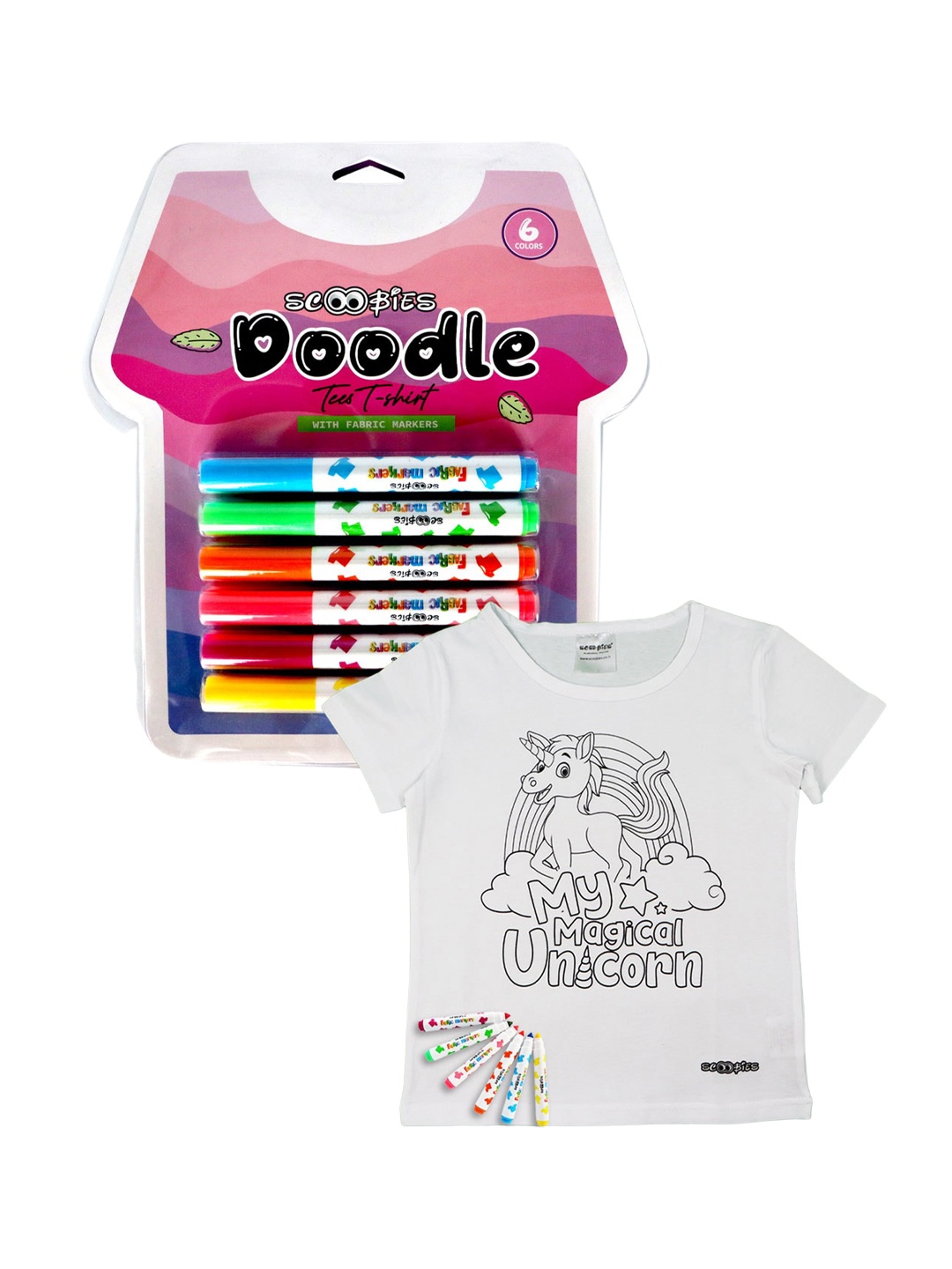 

SCOOBIES Kids Pink Doodle Tee Shirt Art and Craft Set