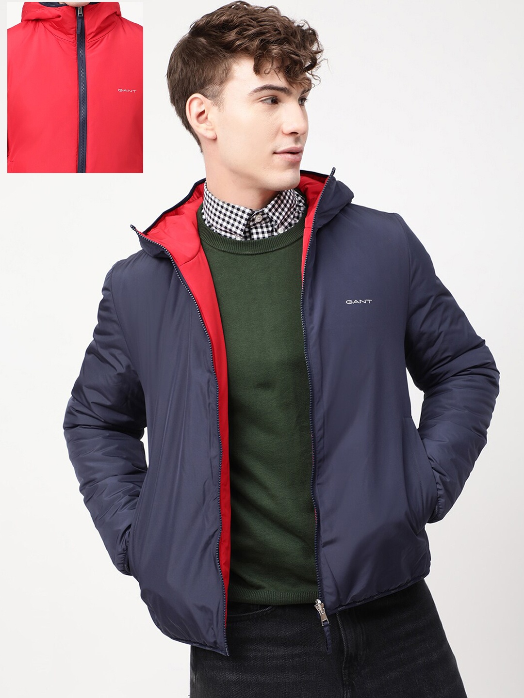 

GANT Men Reversible Water-Resistant Padded Jackets, Navy blue