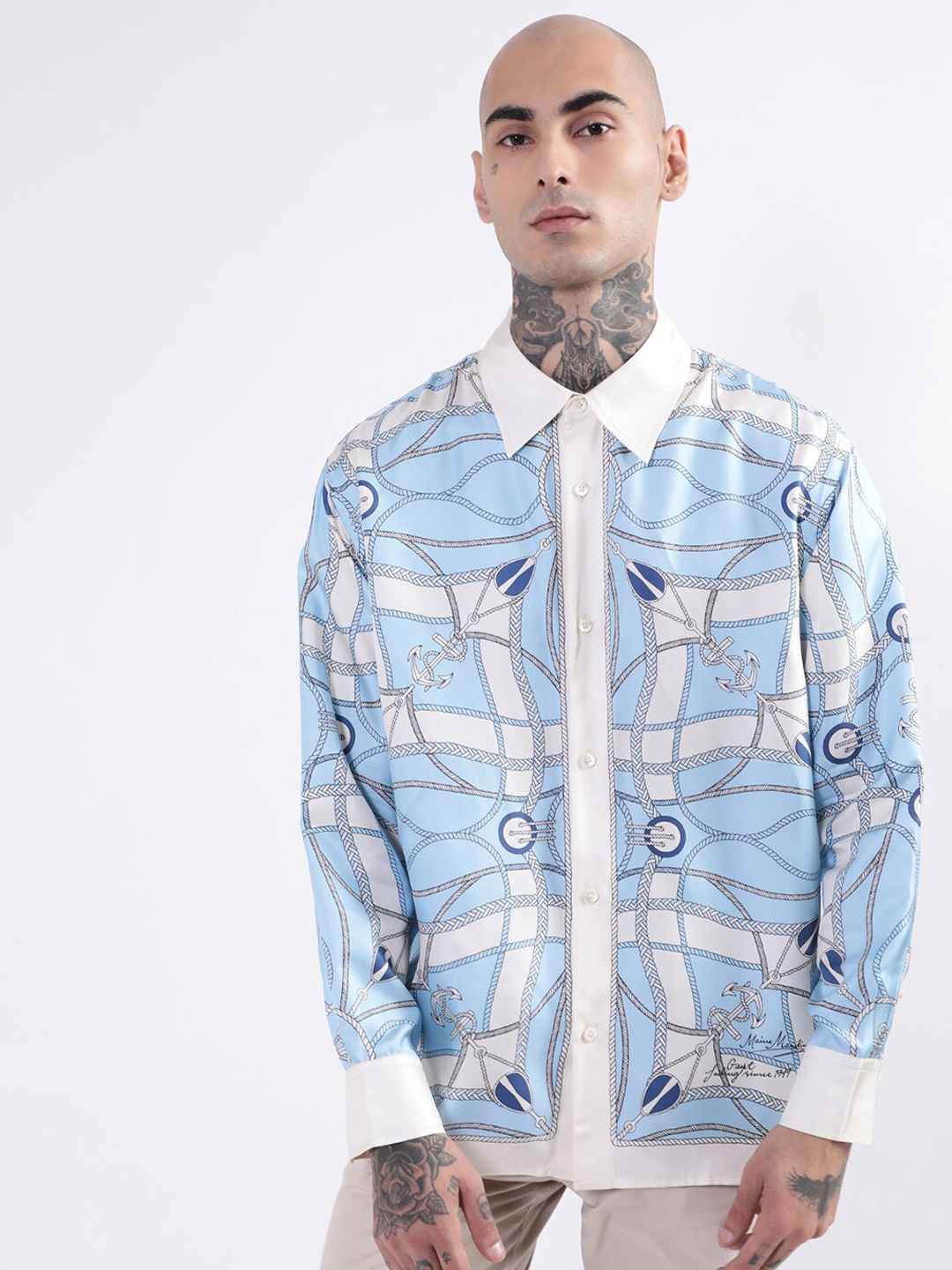 

GANT Men Printed Graphic Casual Shirt, Blue