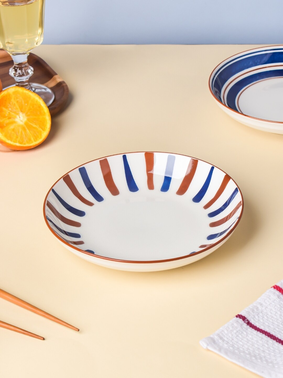 

Nestasia White & Brown Printed Microwave Safe Ceramic Glossy Plate