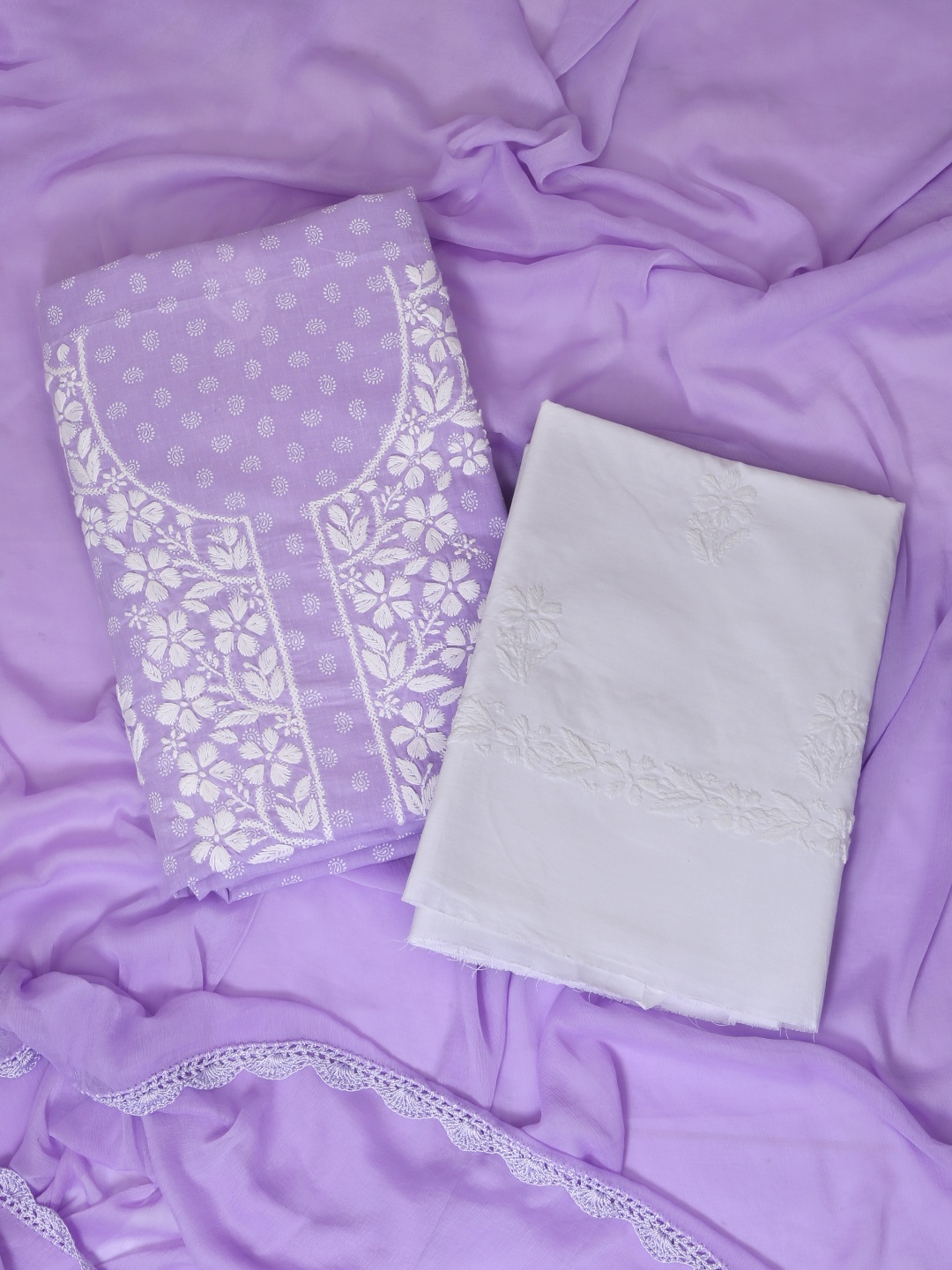 

ADA Mauve & White Embroidered Unstitched Dress Material
