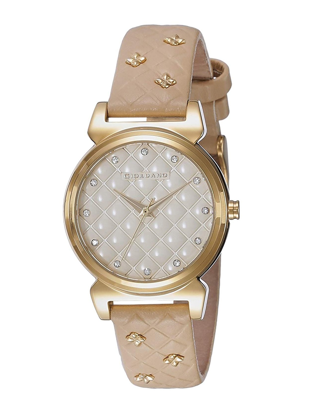 

GIORDANO Women Gold-Toned Dial & Beige Leather Textured Straps Analogue Chronograph Watch, White