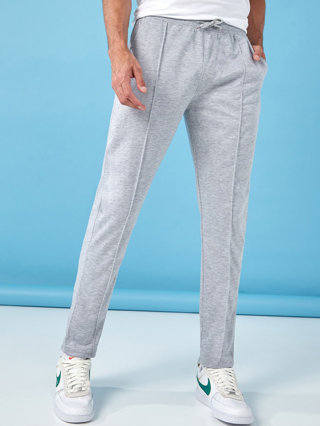 

Styli Men Slim Fit Joggers with Pintuck Detail, Grey