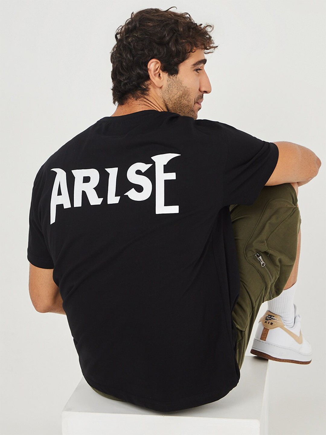 

Styli HD Printed Oversized Cotton T-Shirt, Black