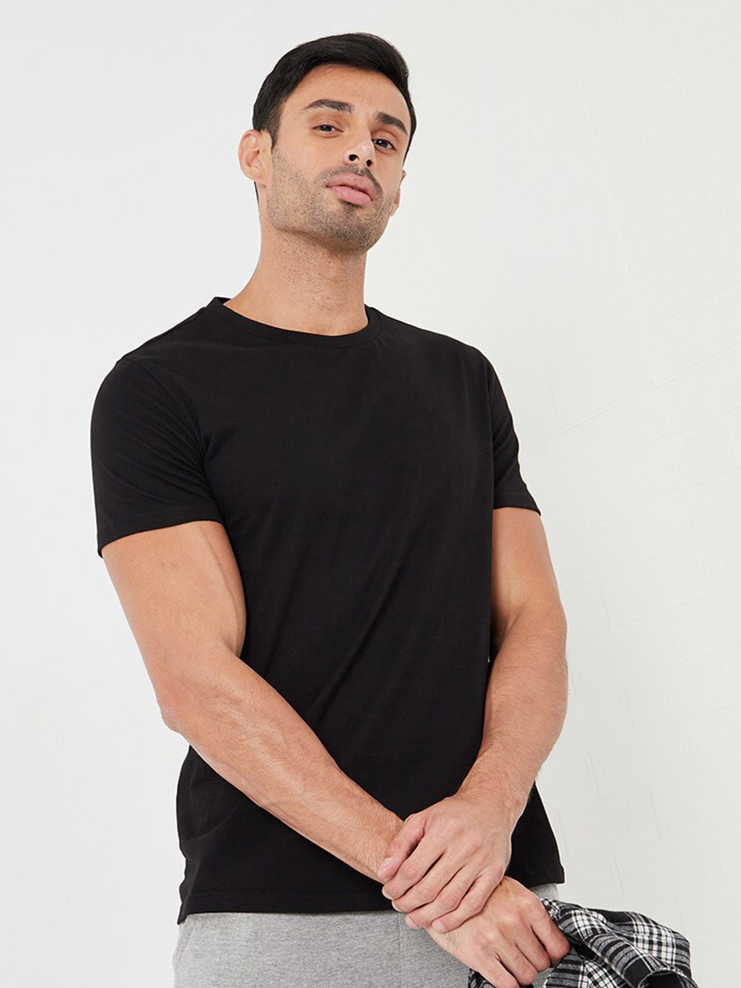 

Styli Regular Fit Pure Cotton T-Shirt, Black