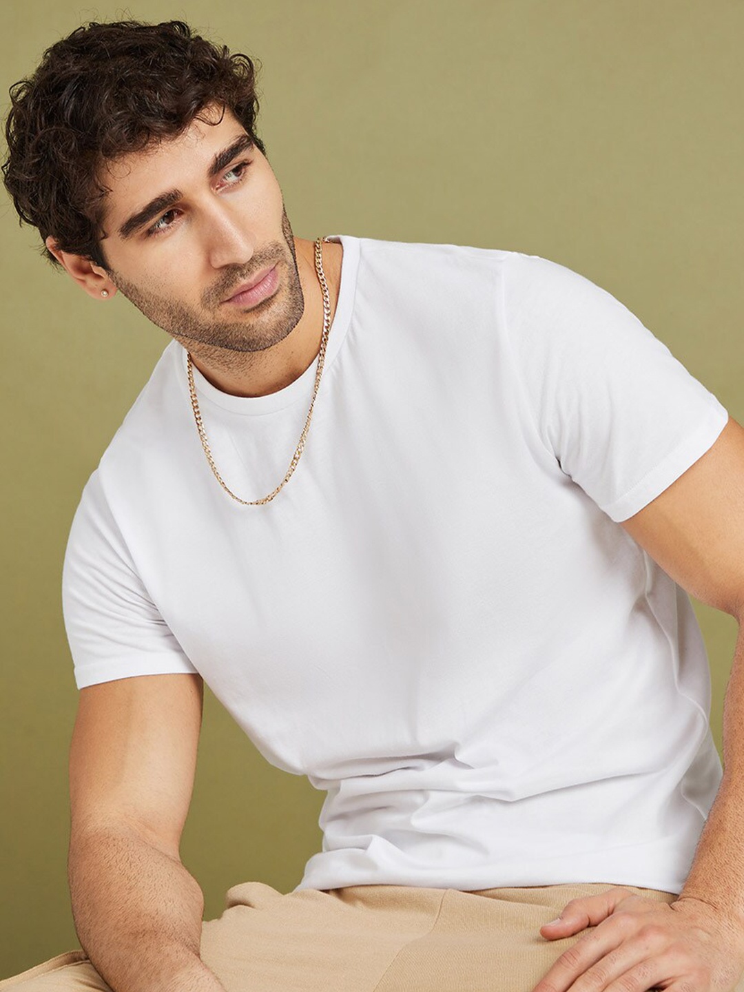 

Styli Pure Cotton Round Neck T-shirt, White