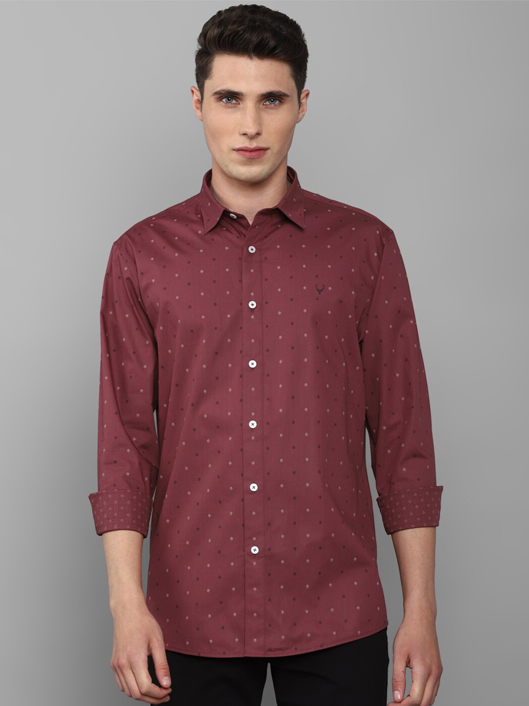 

Allen Solly Men Maroon Slim Fit Printed Pure Cotton Casual Shirt