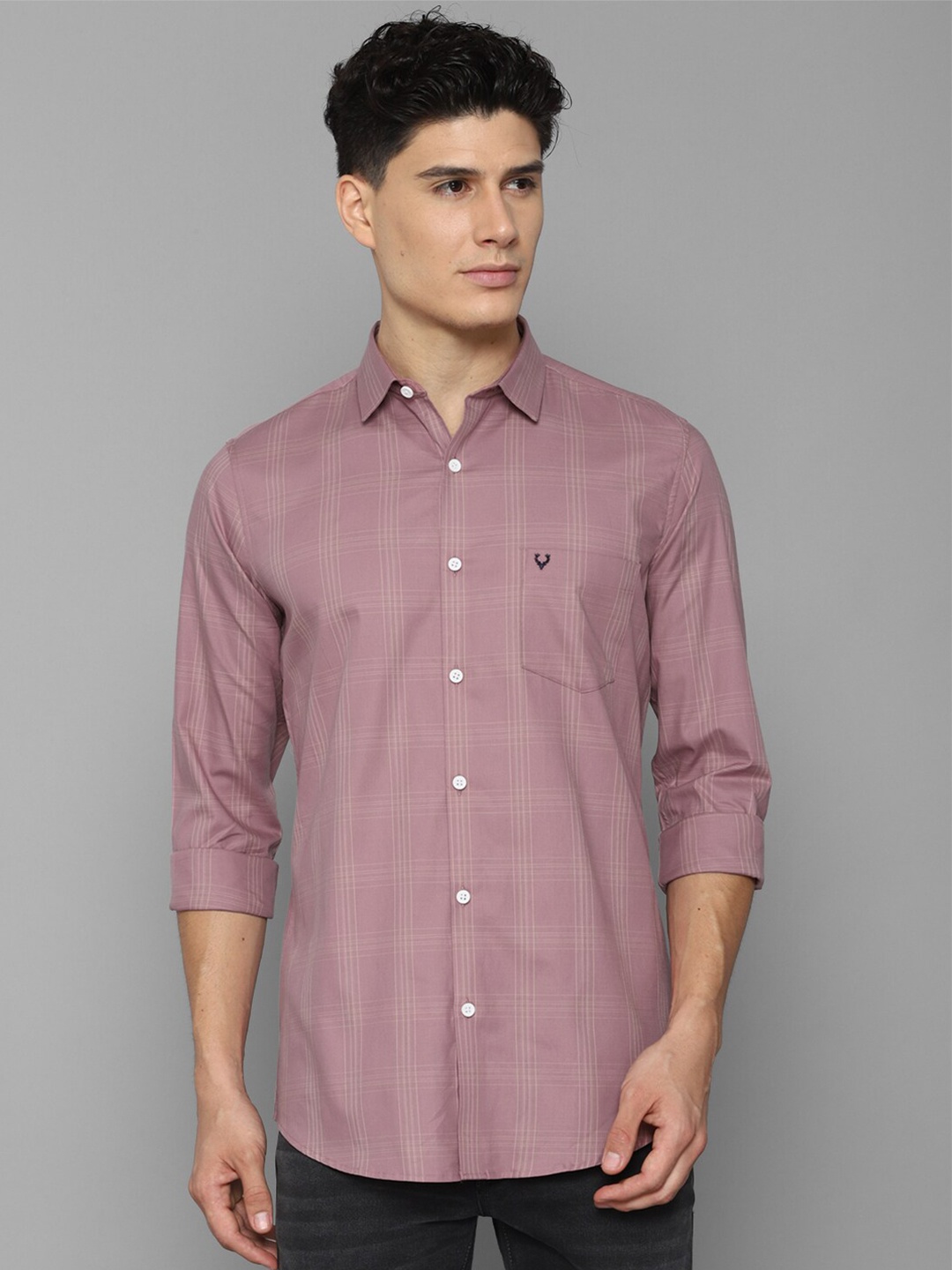 

Allen Solly Men Pink Slim Fit Checked Cotton Casual Shirt