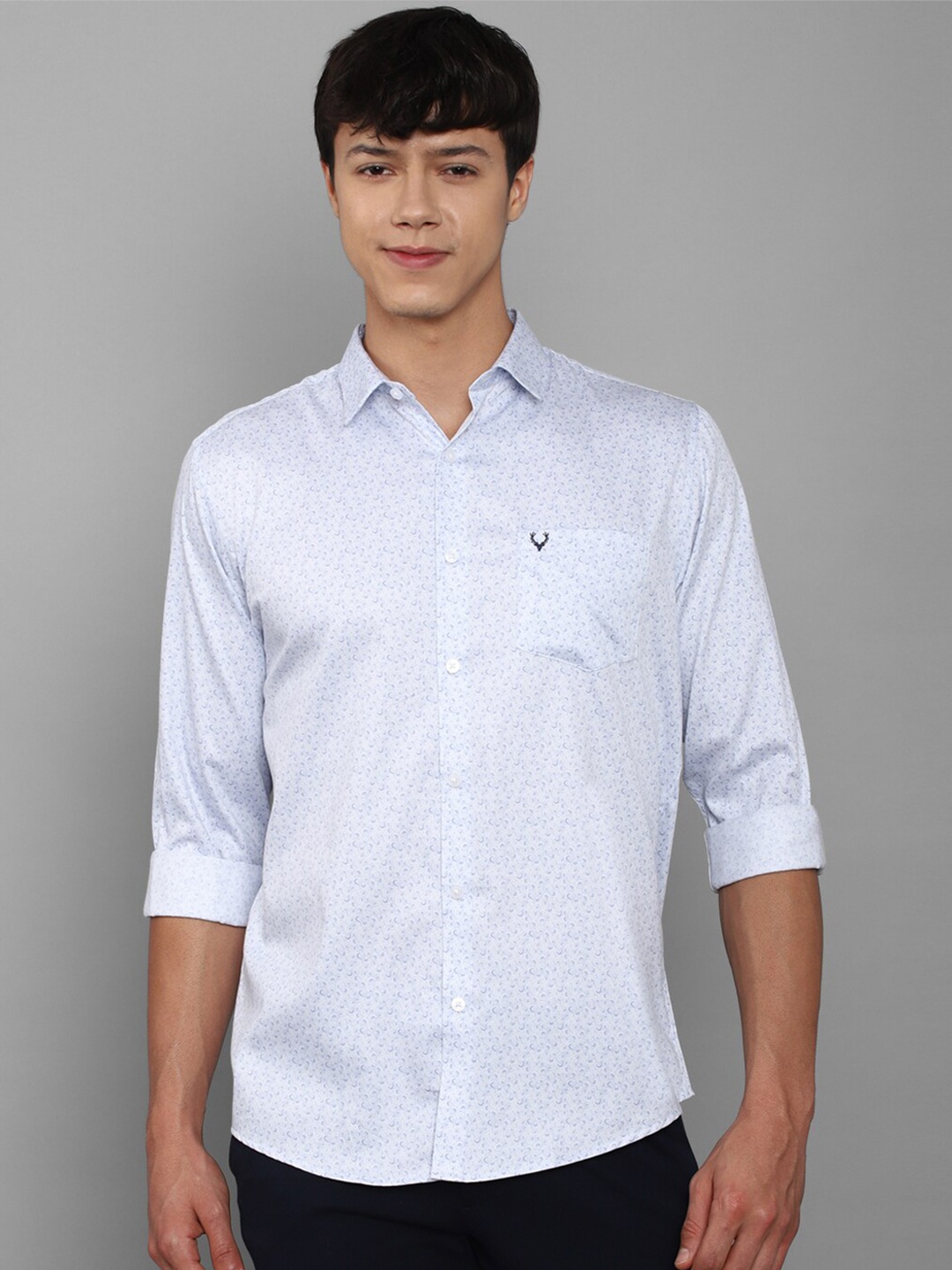 

Allen Solly Men Blue Slim Fit Printed Pure Cotton Casual Shirt