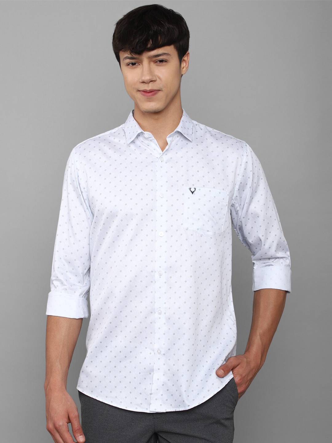 

Allen Solly Men White Slim Fit Printed Pure Cotton Casual Shirt
